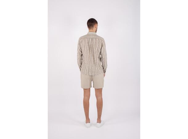 Etienne Shirt Brown Multi S Striped cargo linen shirt 