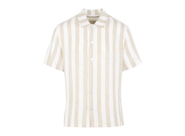 Folke Shirt Sand L Striped linen SS shirt 