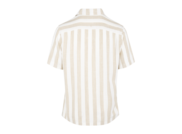 Folke Shirt Sand L Striped linen SS shirt 