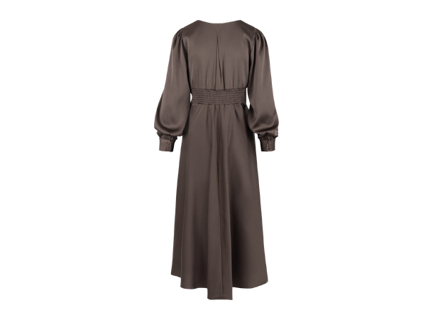 Isolde Dress Chocolate Brown L Midi satin dress 
