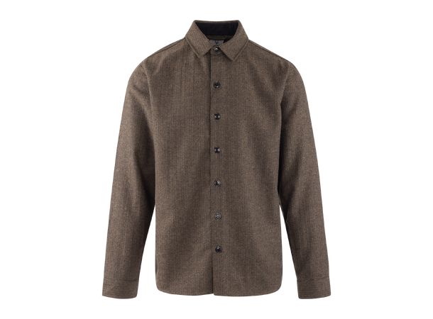 Jabba Shirt Mid Brown S Herringbone wool overshirt 