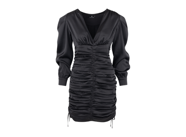 Kiki Dress Black XL Gathered satin dress 