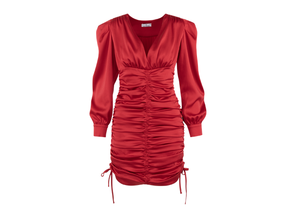 Kiki Dress Lipstick Red XL Gathered satin dress 