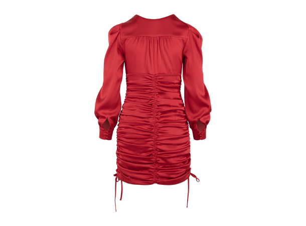 Kiki Dress Lipstick Red XL Gathered satin dress 