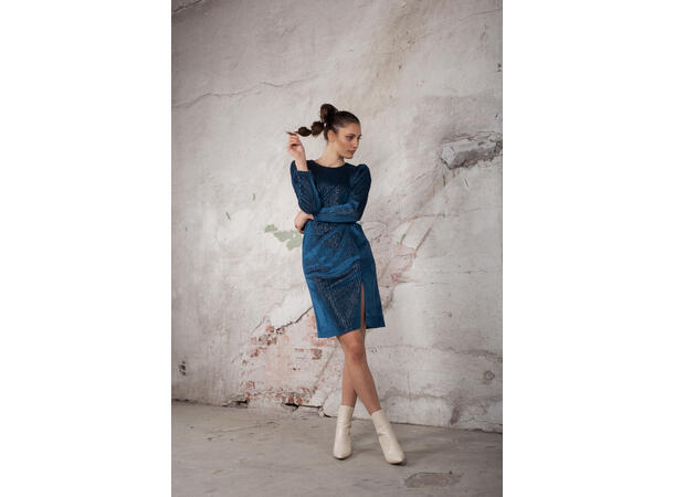 Melinda Dress Blue XL Velour glitter party dress 
