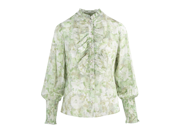 Merry Blouse Green AOP M Watercolour pattern blouse 