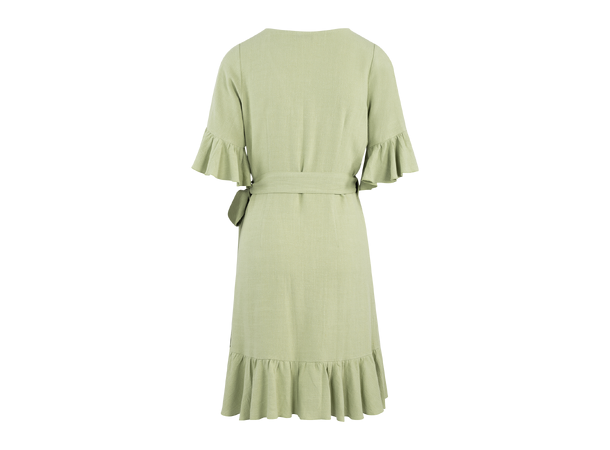 Noor Dress Green M Short linen wrap dress 