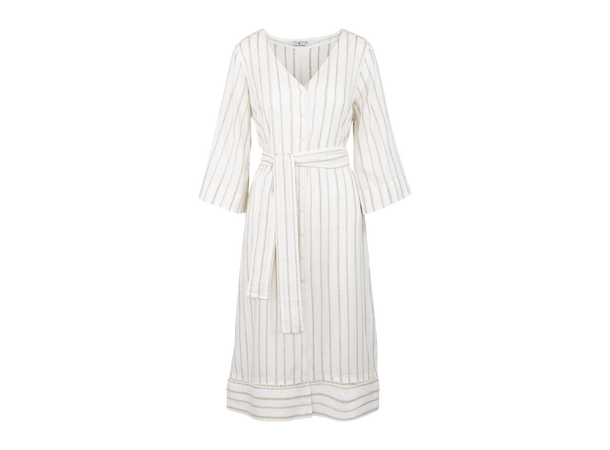 Scarlet Dress Cream S Midi linen dress w/belt 