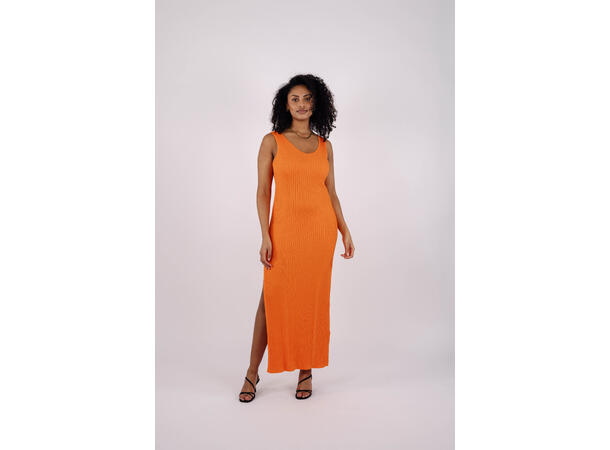 Stine midi dress Bright orange XL Viscose knit midi dress 