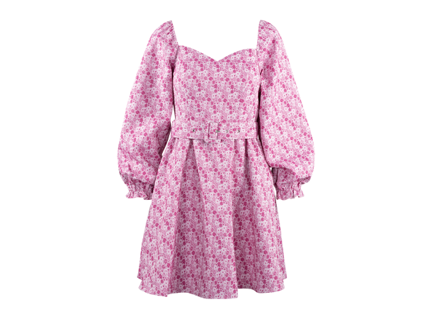 Willow Dress AOP Fandango Pink S Jaquard flowers belt dress 