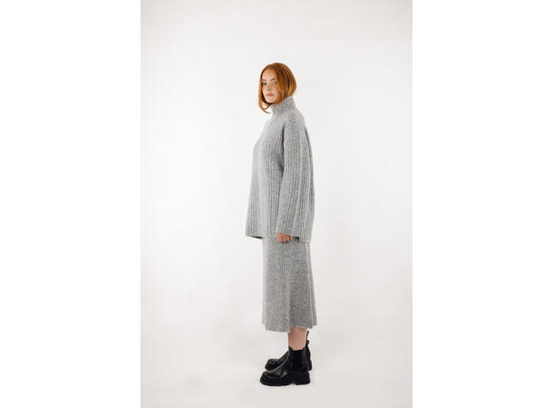 Zadie Skirt Grey Melange XS Alpaca rib knit skirt 