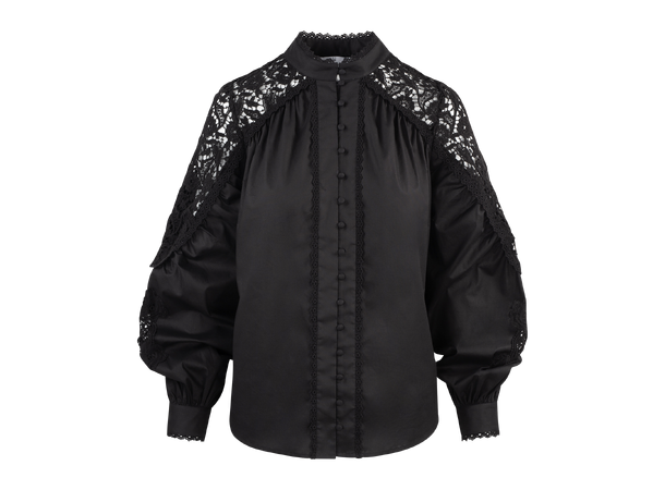 Arlene Blouse Black M Poplin lace blouse 