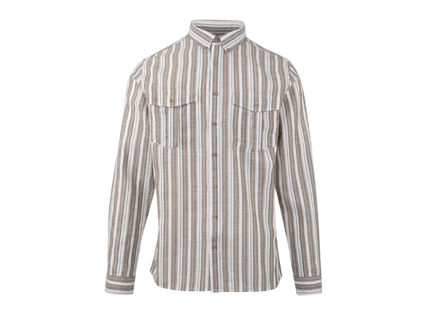 Etienne Shirt Brown Multi M Striped cargo linen shirt 
