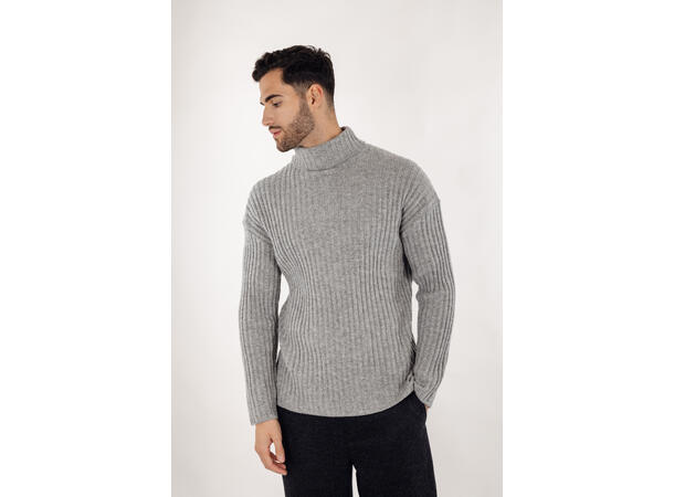 Franklin Turtle Grey Melange M Rib knit wool sweater 