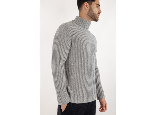 Franklin Turtle Grey Melange M Rib knit wool sweater 