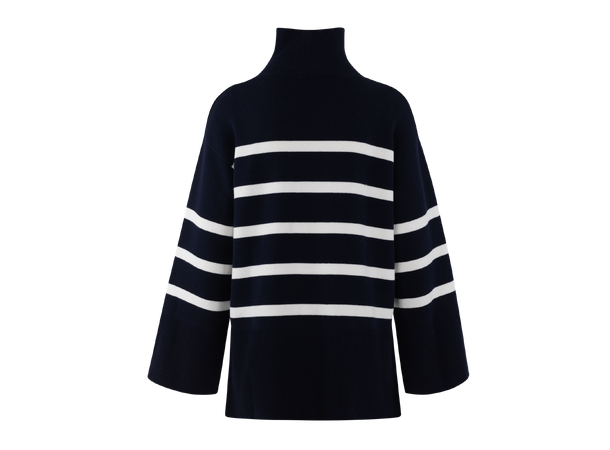 Livia Sweater Navy M Boxy striped turtleneck 