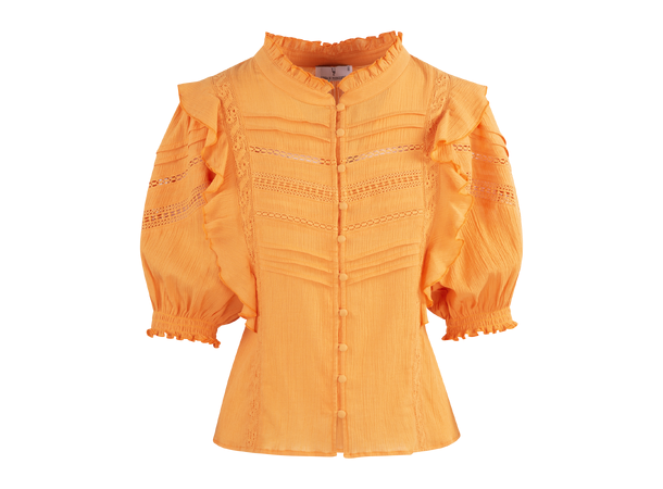 Sherry Blouse Persimmon Orange L SS blouse with lace trim 
