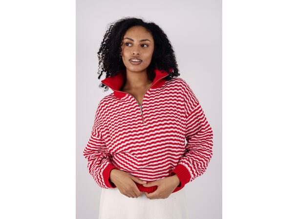 Tale Half-zip Red XL Check pattern sweater 