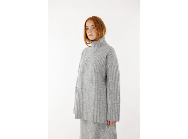 Vanya Sweater Grey Melange L Rib knit t-neck 