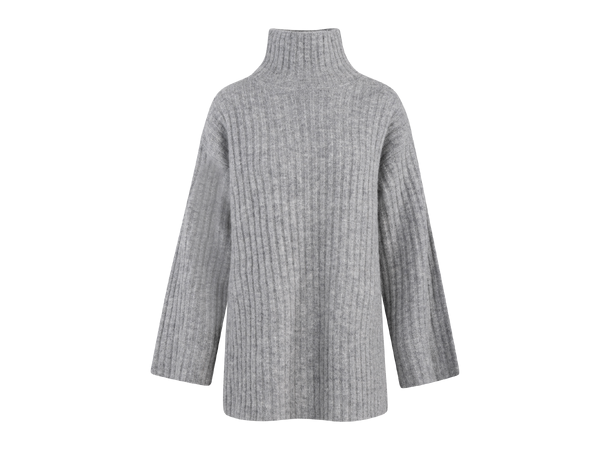 Vanya Sweater Grey Melange L Rib knit t-neck 