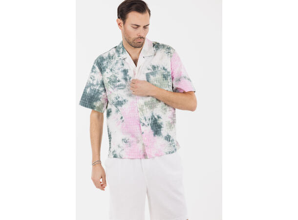 Venzal Shirt Green AOP L AOP cotton crepe SS shirt 