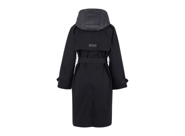 Eira Coat black XL Technical trench with removable hood 