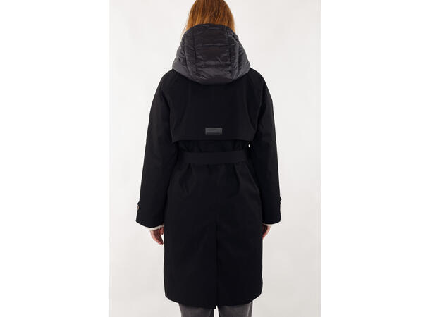 Eira Coat black XL Technical trench with removable hood 