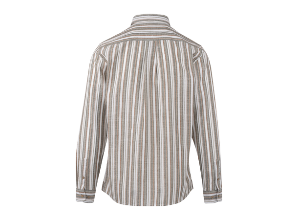 Etienne Shirt Brown Multi L Striped cargo linen shirt 