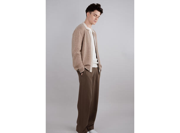 Ford zip cardigan Camel XL Wool knit cardigan 
