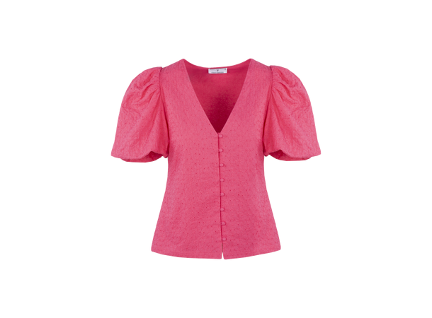 Leja Blouse Fandango Pink XL Shortsleeve broderie anglaise blouse 