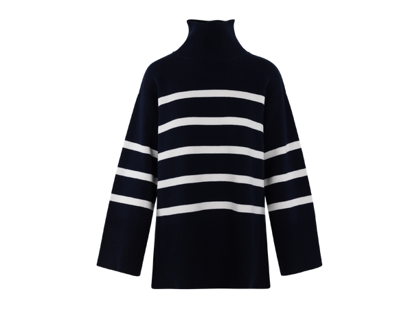 Livia Sweater Navy L Boxy striped turtleneck 