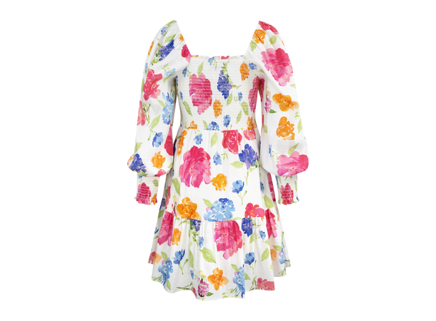 Lola Dress Watercolour blossom AOP S Linen flower dress 