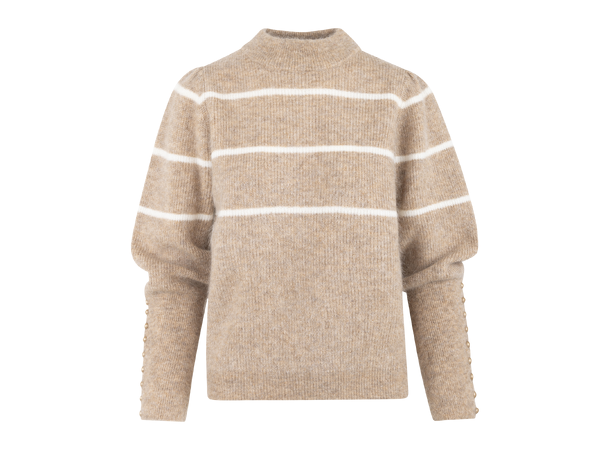 Lora Sweater Sand XS Mohair sweater with stripes 