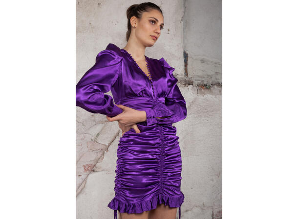 Nicke Dress Purple Magic L Satin gathering dress 