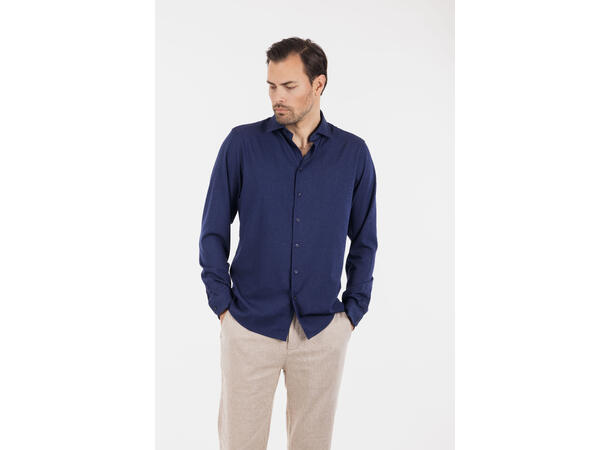 Tommaso Shirt Navy melange S Stretch twill bamboo shirt 