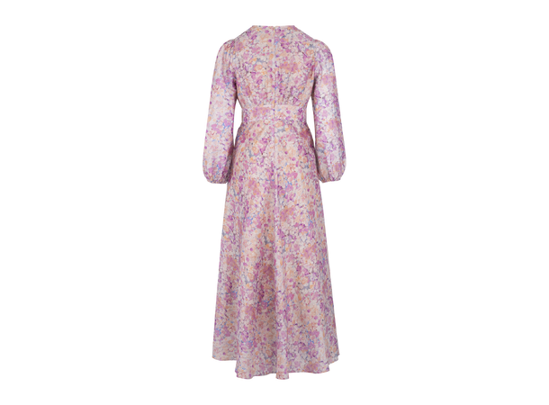 Adelle Dress Pink AOP XS Silk print maxi dress 