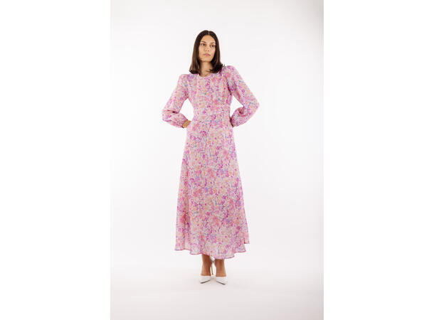 Adelle Dress Pink AOP XS Silk print maxi dress 