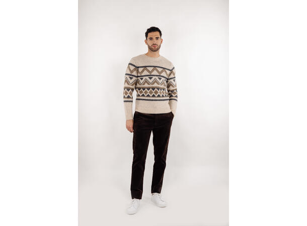 Clarence Sweater Cream multi XL Ikat pattern r-neck 