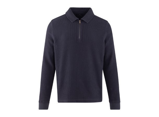 Emanuel Half-zip Navy XL Cotton structure sweater 