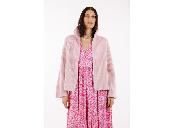Majken Cardigan Light Pink XL Zip wool cardigan 