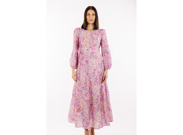 Adelle Dress Pink AOP S Silk print maxi dress 