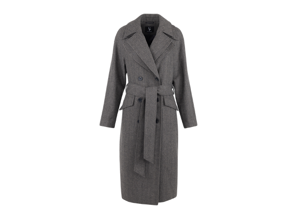 Angelina Coat Dark brown XL Herringbone wool coat 