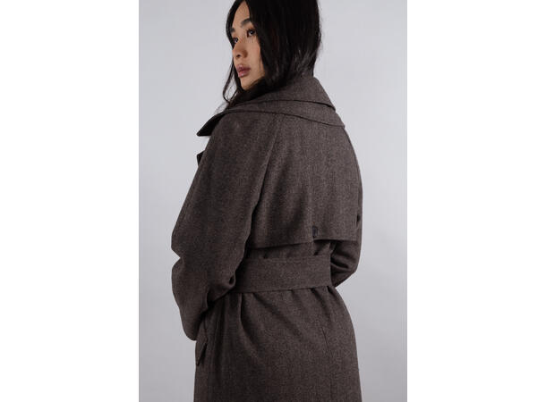 Angelina Coat Dark brown XL Herringbone wool coat 