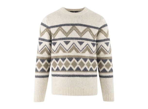 Clarence Sweater Cream multi XXL Ikat pattern r-neck 