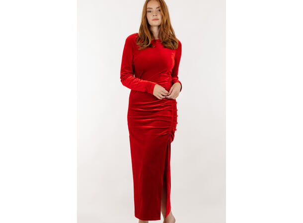 Fabienne Dress Lipstick Red XS Maxi velour dress 