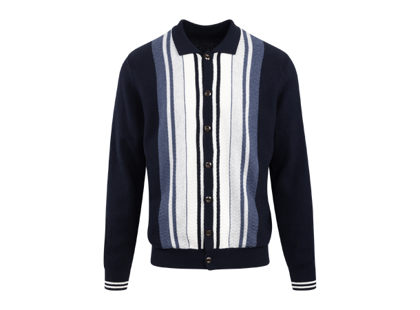 Gandalf Cardigan Navy multi L Merino button sweater 