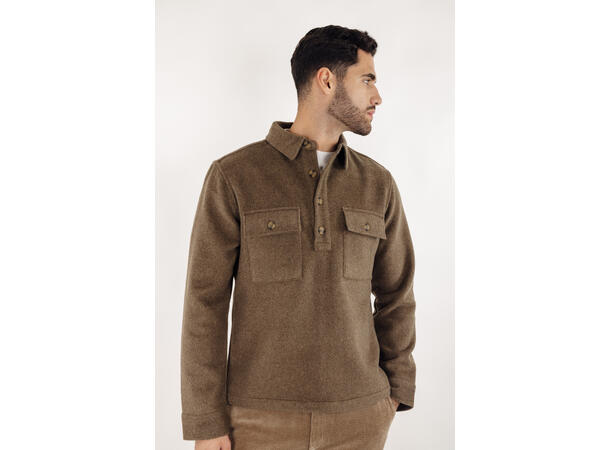 Hanover Shirt Mid brown XXL Half-button pullover 