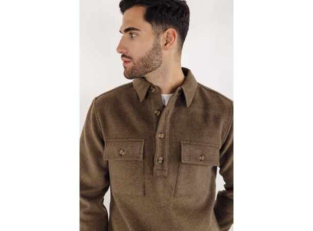 Hanover Shirt Mid brown XXL Half-button pullover 