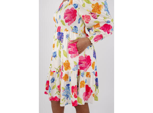 Lola Dress Watercolour blossom AOP L Linen flower dress 