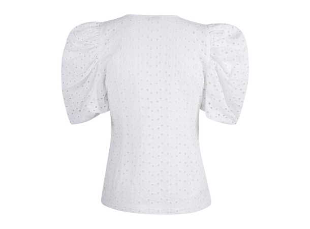 May Top White XS SS cotton embroidery blouse 